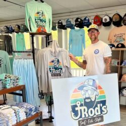 Man shopping for clothing in JRod’s Surf, Fish & Style store